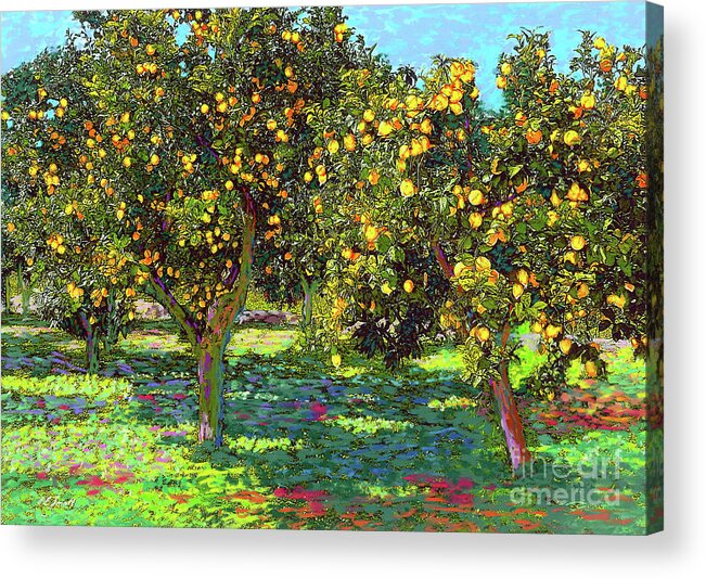 Landscape Acrylic Print featuring the painting Orchard of Lemon Trees by Jane Small