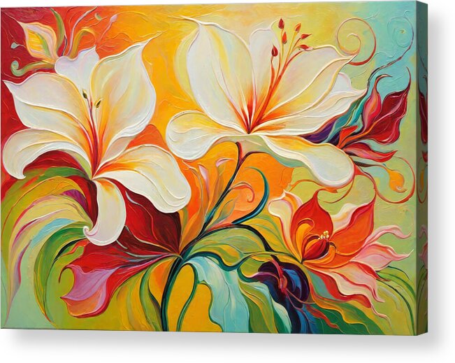 Abstract Acrylic Print featuring the painting Orchidee No.1 by My Head Cinema
