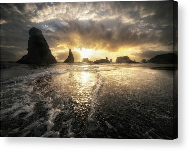 Sunset Acrylic Print featuring the photograph Oregon Coast Sunset III by Ryan McGinnis