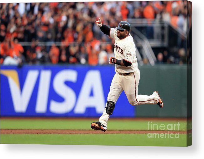 San Francisco Acrylic Print featuring the photograph Pablo Sandoval and Justin Verlander by Doug Pensinger
