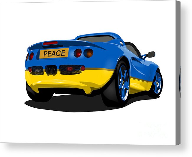 Peace Acrylic Print featuring the digital art Peace Please - S1 Series One Elise Classic Sports Car by Moospeed Art