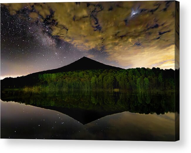 Peaks Of Otter Acrylic Print featuring the photograph Peaks of Otter Milky Way Lake View by Norma Brandsberg