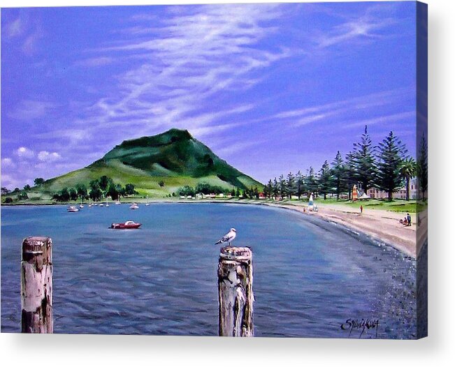 Beach Acrylic Print featuring the painting Pilot Bay Mt M 281007 #1 by Sylvia Kula