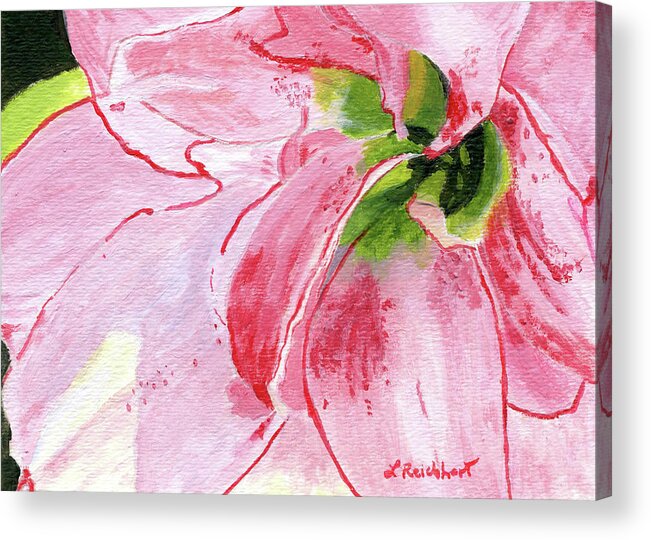 Flower Acrylic Print featuring the painting Pink Amaryllis by Lynne Reichhart