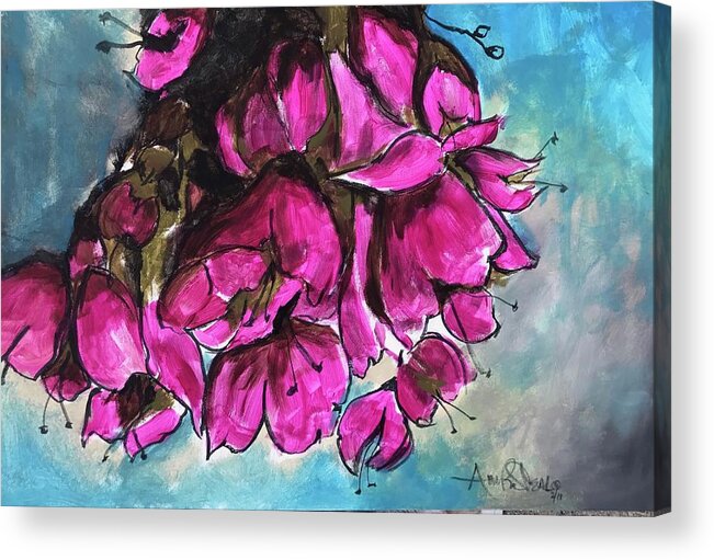  Acrylic Print featuring the painting Pink Flowers by Angie ONeal