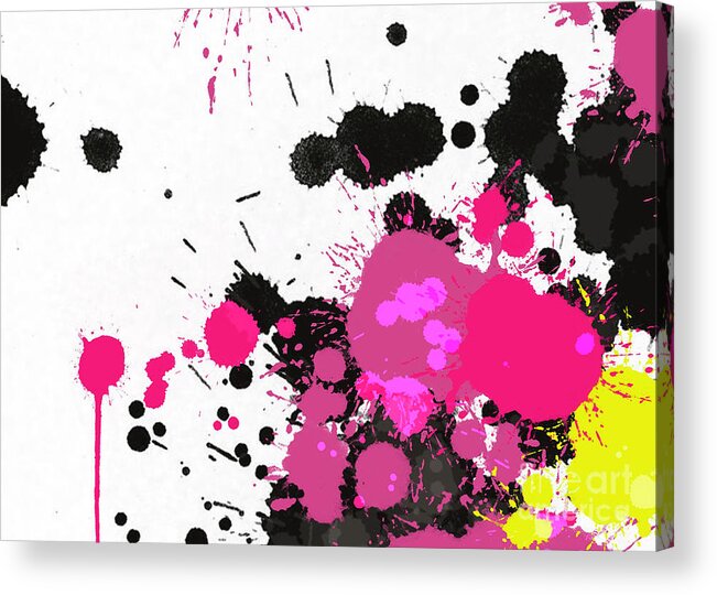 Pink Splatter Acrylic Print featuring the painting Pink Splatter by Go Van Kampen
