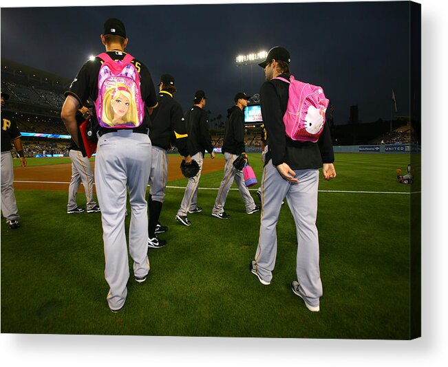 Child Acrylic Print featuring the photograph Pittsburgh Pirates v Los Angeles Dodgers by Stephen Dunn
