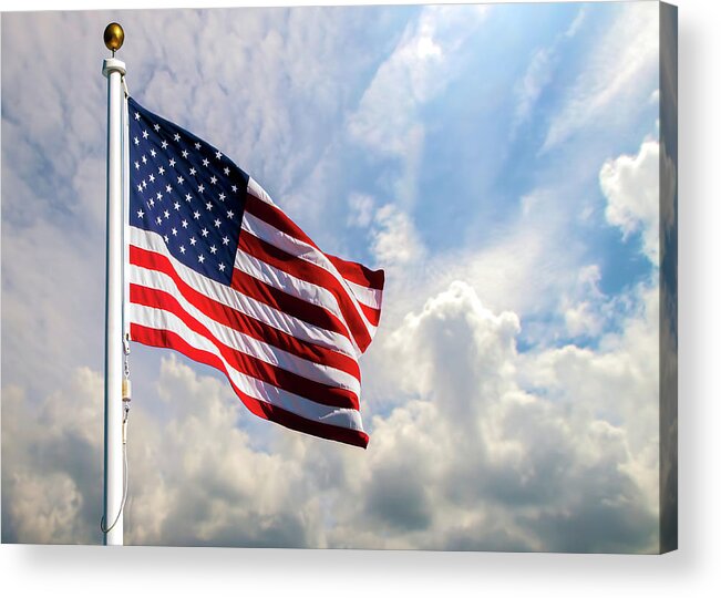 Usa Acrylic Print featuring the photograph Portrait of The United States of America Flag by Bob Orsillo