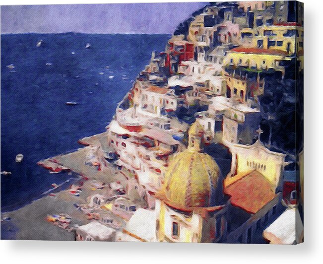 Positano Italy Acrylic Print featuring the painting Positano by Susan Maxwell Schmidt