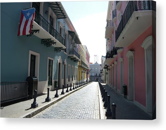 Puerto Rico Acrylic Print featuring the photograph PR Street Flag by Flinn Hackett