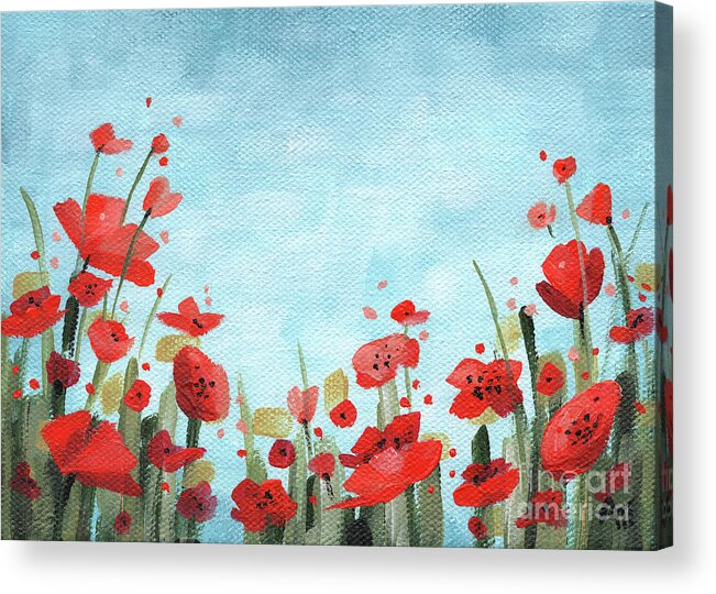 Landscape Acrylic Print featuring the painting Pretty Poppies by Annie Troe
