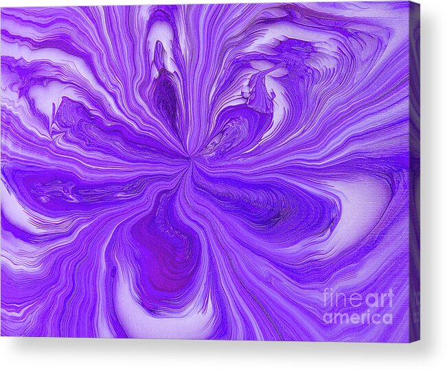 Acrylic Pour Acrylic Print featuring the painting Purple Water Daisy by Elisabeth Lucas