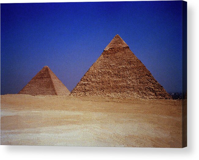 Great Pyramid Acrylic Print featuring the photograph Pyramid of Khafre and The Great Pyramid Cheops by Shaun Higson