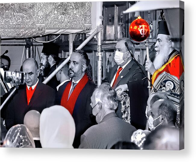 Nativity Acrylic Print featuring the photograph Red in Christmas Procession by Munir Alawi