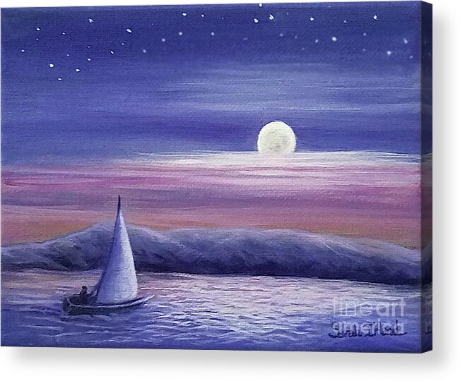 Relying Acrylic Print featuring the painting Relying on the Moon by Sarah Irland