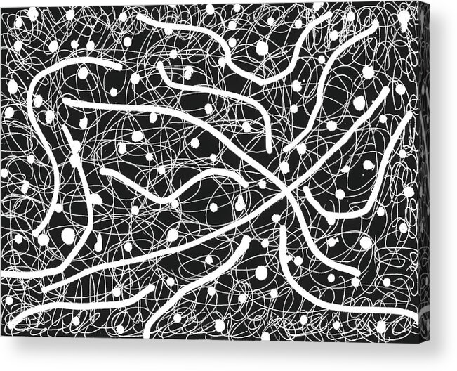 Original Line Drawing Acrylic Print featuring the drawing Remixed Cosmic Vision by Susan Schanerman