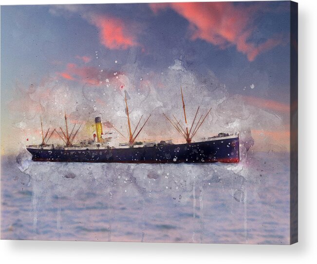 Steamer Acrylic Print featuring the digital art R.M.S. Medic by Geir Rosset