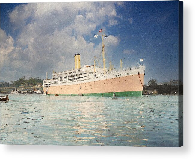 Orcades Acrylic Print featuring the digital art R.M.S. Orcades 1936 by Geir Rosset