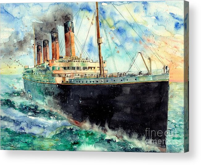 Rms Titanic Acrylic Print featuring the painting RMS Titanic White Star Line Ship by Suzann Sines