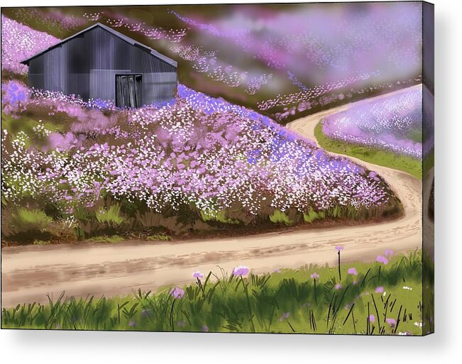 Random Countryside Landscape During Summer Acrylic Print featuring the digital art Road to Nowhere by Rob Hartman