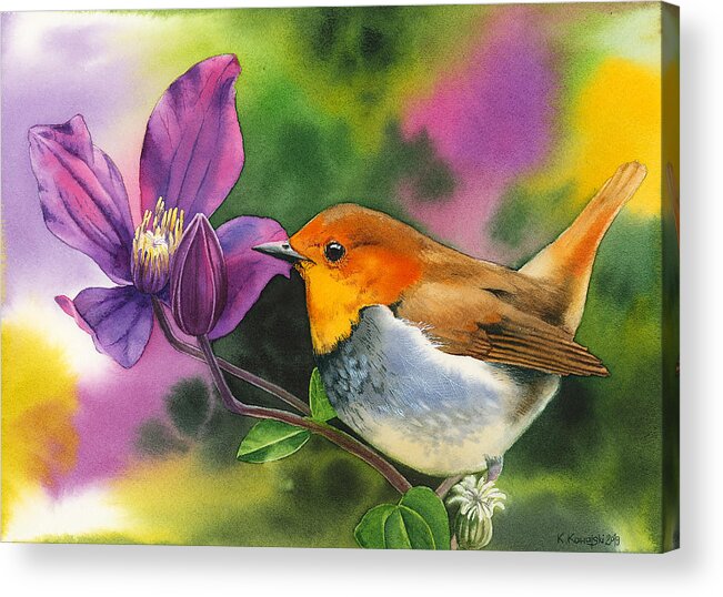 Robin Acrylic Print featuring the painting Robin by Espero Art