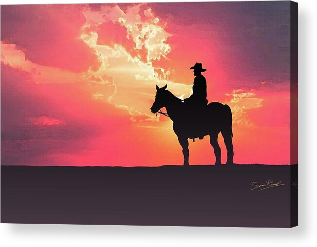Indian Inks Acrylic Print featuring the painting Rocky Rider by Simon Read
