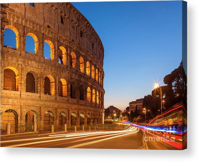 Rome Colosseum Acrylic Print featuring the photograph Rome Colosseum at night by Neale And Judith Clark