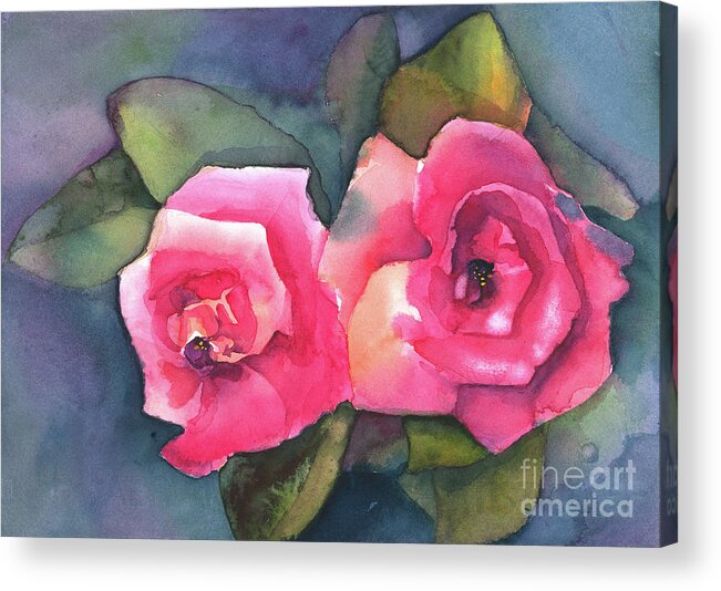 Watercolorartist Acrylic Print featuring the painting Rose Pairing by Lois Blasberg