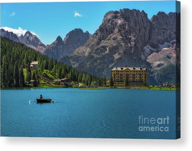 Misurina Acrylic Print featuring the photograph Rowing in the lake by The P