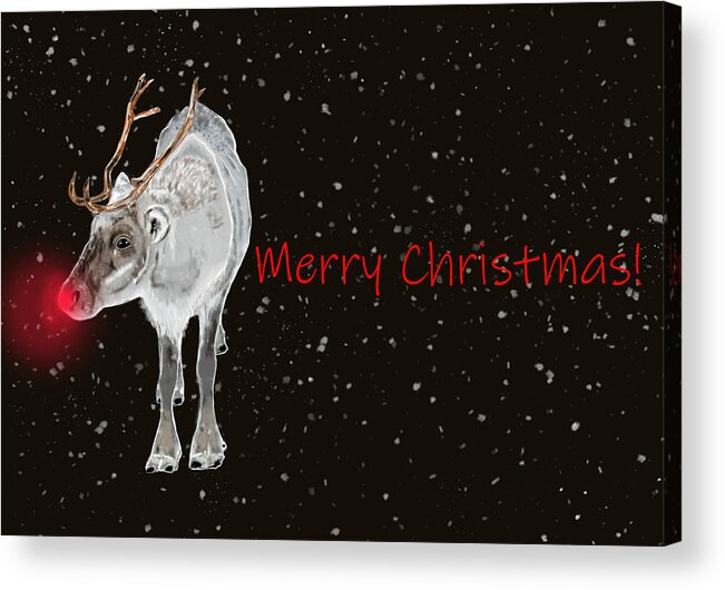 Nature Acrylic Print featuring the mixed media Rudolph by Judy Cuddehe