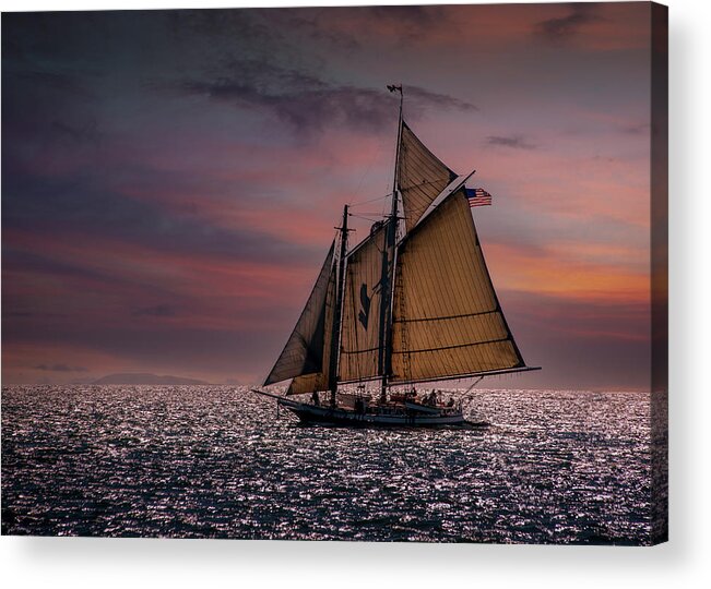 Windjammers Acrylic Print featuring the photograph Sailing at Sunset by Fred LeBlanc
