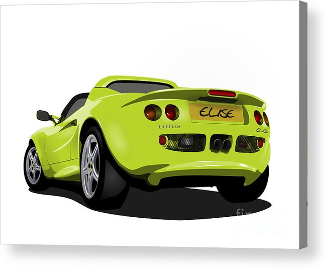 Sports Car Acrylic Print featuring the digital art Scandal Green S1 Series One Elise Classic Sports Car by Moospeed Art