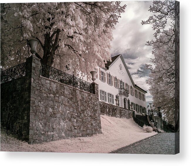 Black Forest Acrylic Print featuring the photograph Schloss Buergeln - Infrarot by Ioannis Konstas