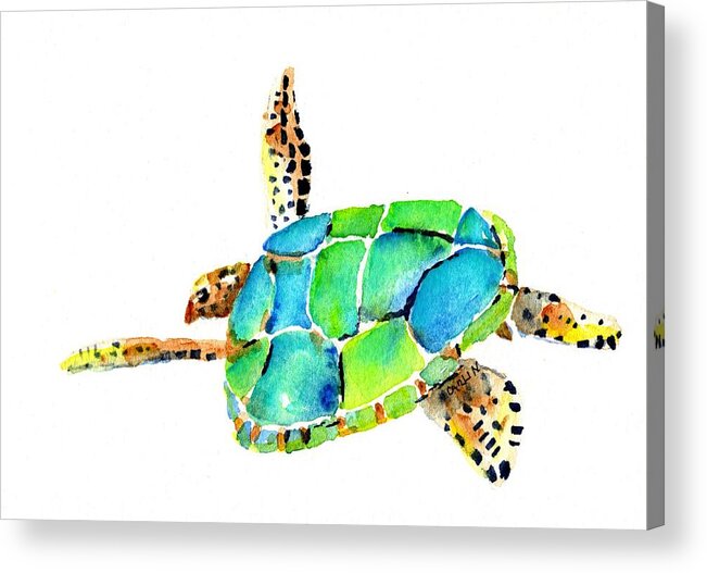 Turtle Acrylic Print featuring the painting Sea Turtle by Carlin Blahnik CarlinArtWatercolor