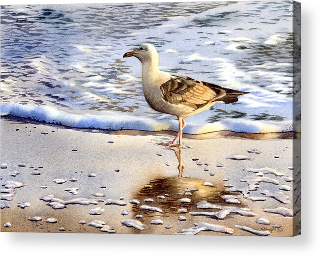 Seagull Acrylic Print featuring the painting Seagull in the Golden Afternoon by Espero Art