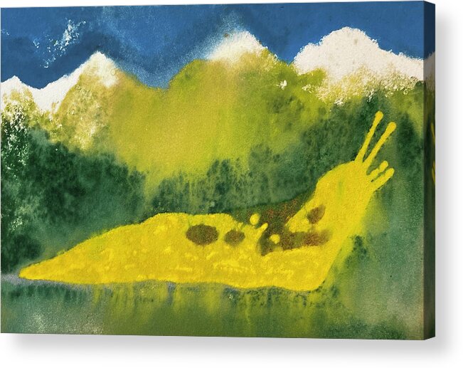 Slug Acrylic Print featuring the painting Sisters' Slug by Laura Lee Cundiff