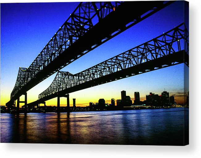 Algiers Acrylic Print featuring the photograph Walking To New Orleans - Crescent City Connection Bridge, New Orleans, LA by Earth And Spirit