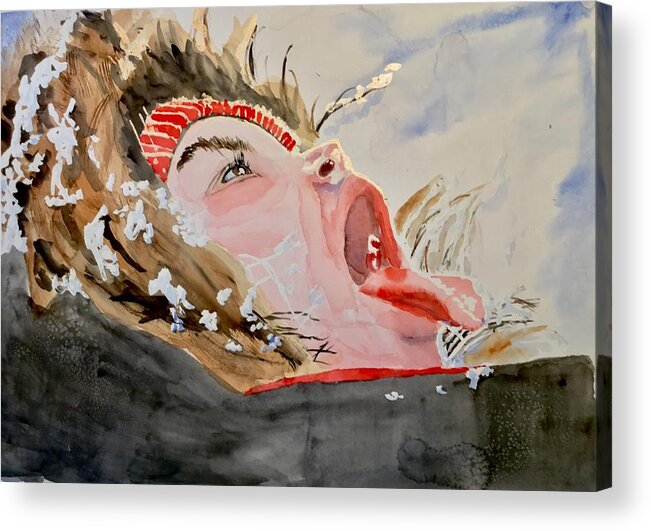 Watercolor Acrylic Print featuring the painting Snow Catcher by Bryan Brouwer