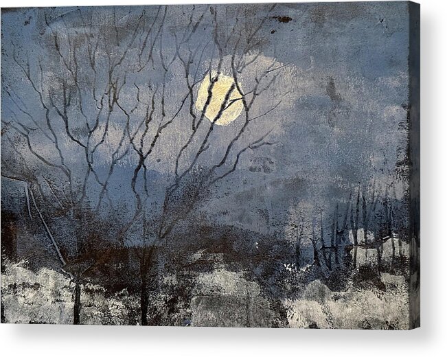 Moon Acrylic Print featuring the painting Snow Moon by Lisa Curry Mair