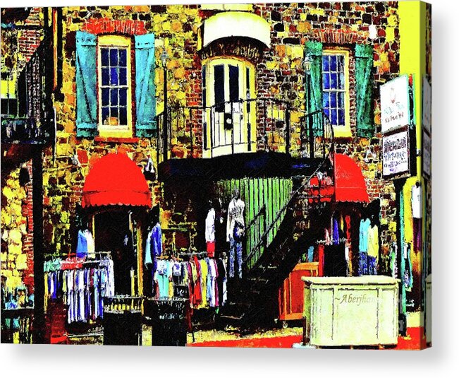 Digital Photography Acrylic Print featuring the photograph Social Distance Shopping on River Street  by Aberjhani