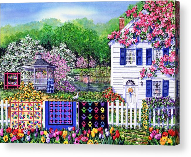 Quilts Acrylic Print featuring the painting Spring Garden by Diane Phalen