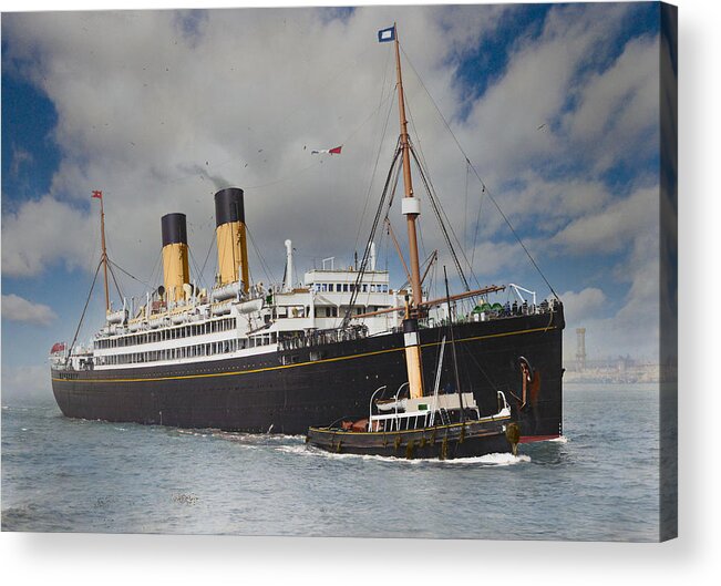 Steamer Acrylic Print featuring the digital art S.S. Doric by Geir Rosset