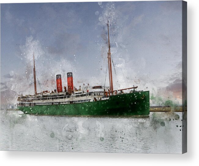 Steamer Acrylic Print featuring the digital art S.S. Maheno by Geir Rosset