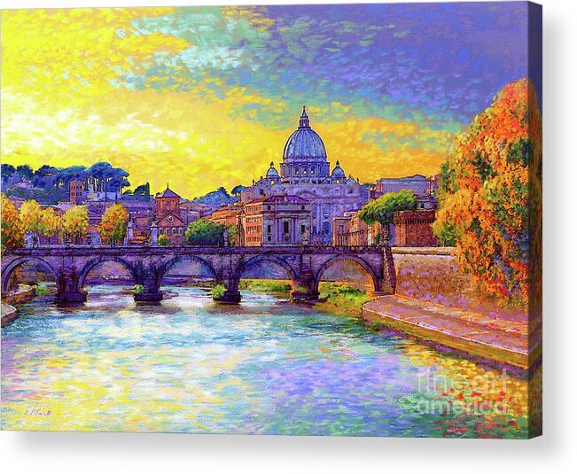 Italy Acrylic Print featuring the painting St Angelo Bridge Ponte St Angelo Rome by Jane Small