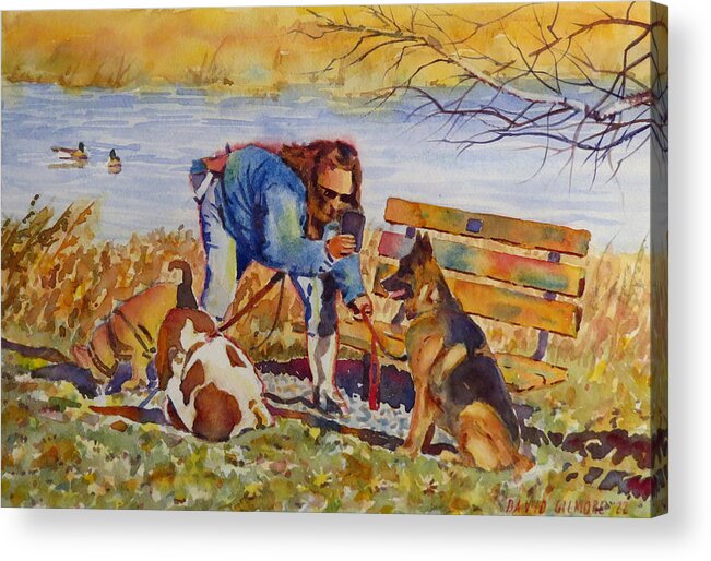 Dogs Acrylic Print featuring the painting Steady On by David Gilmore