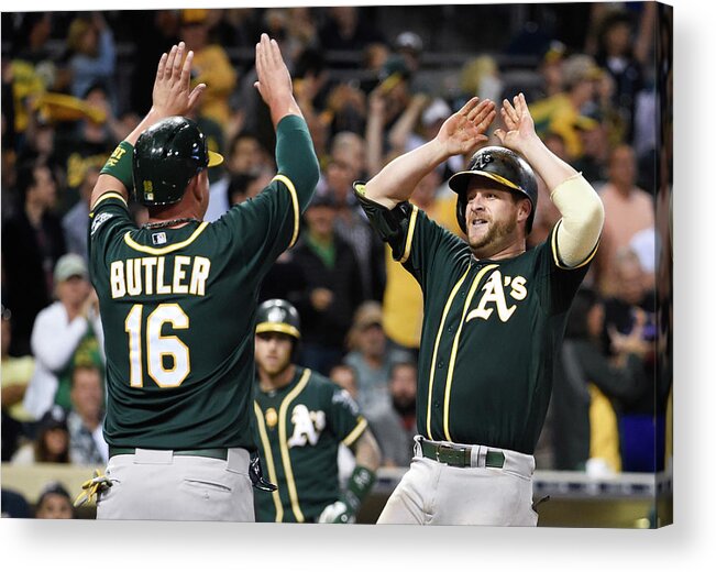 People Acrylic Print featuring the photograph Stephen Vogt and Billy Butler by Denis Poroy