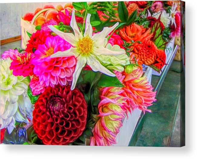 Flowers Acrylic Print featuring the digital art Summer Garden Bouquet by Susan Hope Finley