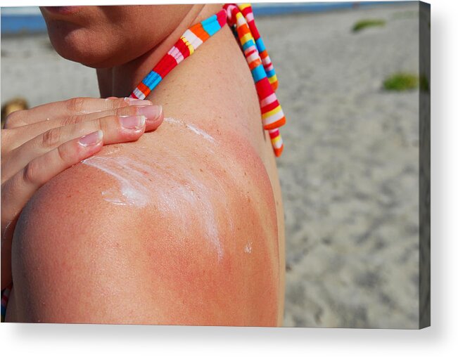 People Acrylic Print featuring the photograph Sunblock Application by Joel Carillet