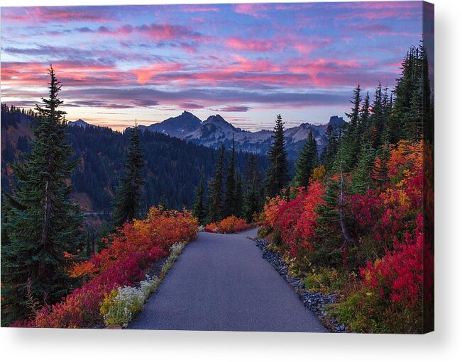 Sunrise On The Trail Acrylic Print featuring the photograph Sunrise on the trail by Lynn Hopwood