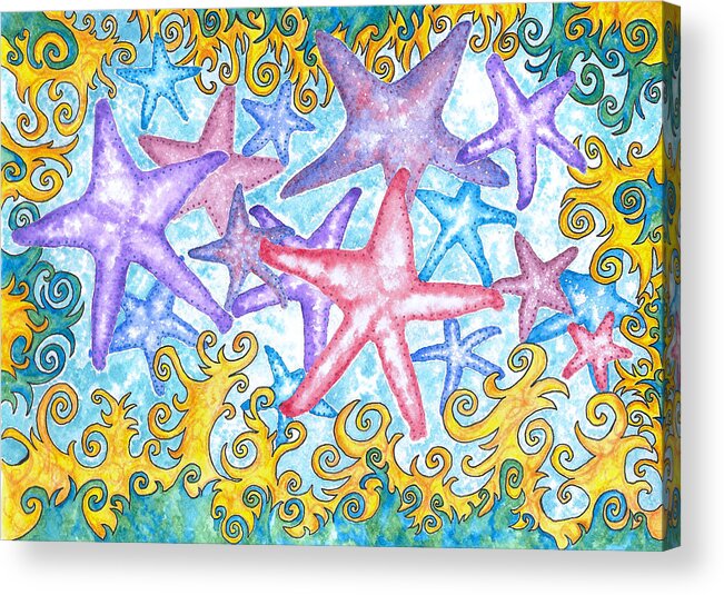 Starfish Acrylic Print featuring the painting Super Starfish by Gemma Reece-Holloway